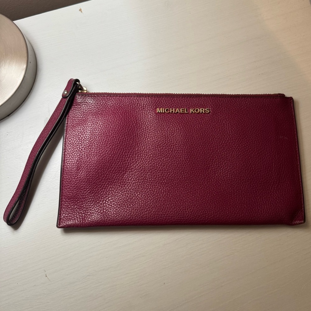 Michael Kors Fuchsia Leather Clutch
